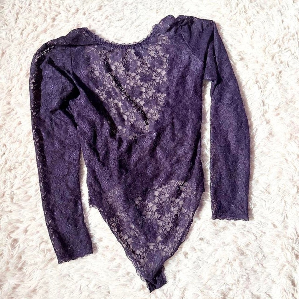 Whimsygoth Vampy Sheer Lace Dark Academia Victorian Bodysuit Womens L Fairy Rave